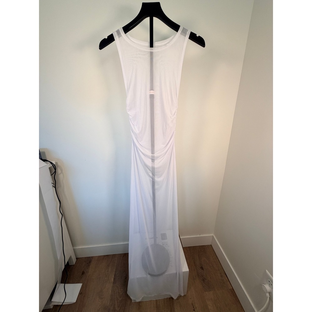 Avanova Womens Sheer Mesh Bikini Cover Up Split Side Maxi Beach Dress White L